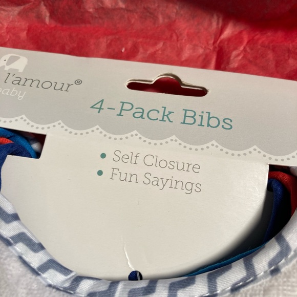 4 pack bibs self closure fun different sayings new 0+months nice gift - Picture 5 of 5